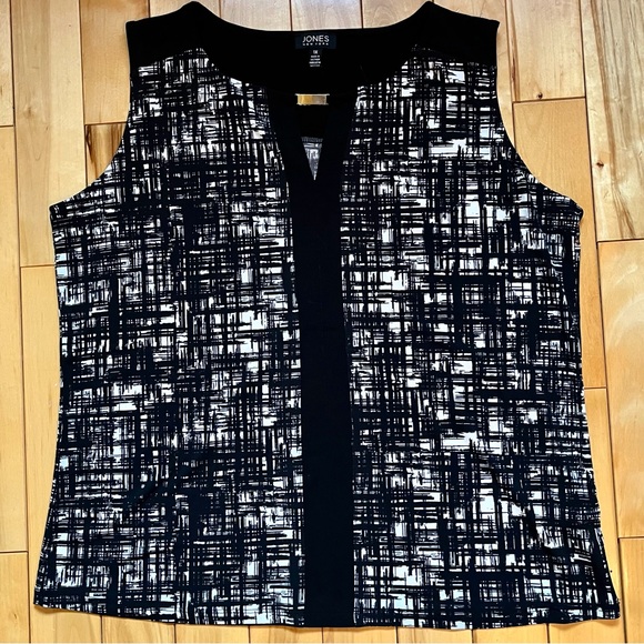 Jones New York-Women’s Sleeveless Top-Size 1X-Black & White - Picture 1 of 13
